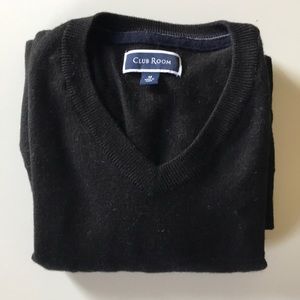 Club Room Washable Wool V-Neck, Blk